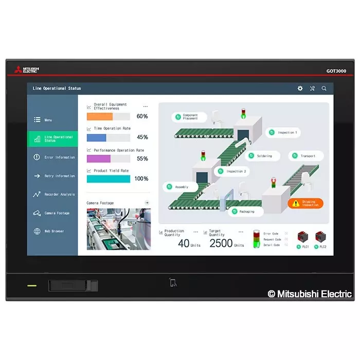 Mitsubishi Electric GOT3000 Series HMI Touch Panel GT37 Model with 15.6 inch (396.24 mm) Full HD Wide Display, 16 Million Colors and 24 V DC Power Supply, GT3715-FHCBD