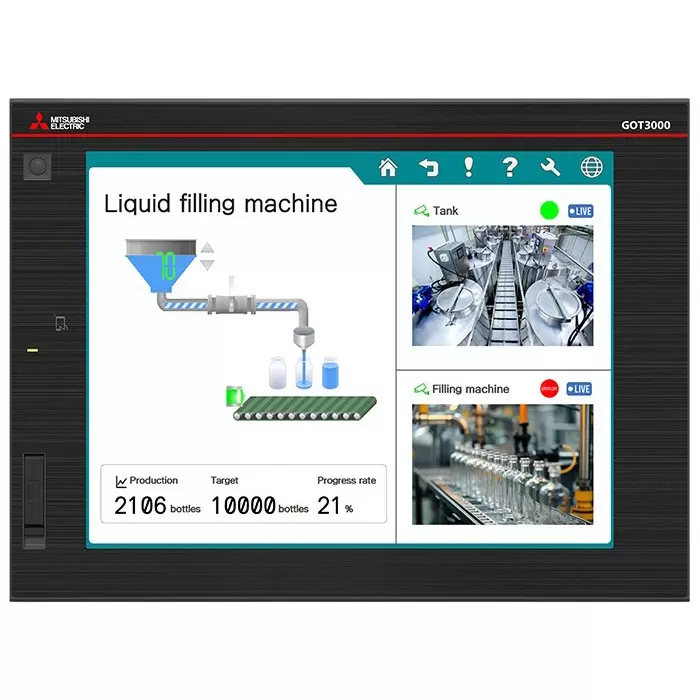 Mitsubishi Electric GOT3000 Series HMI Touch Panel GT37 Model with 15 inch (381 mm) Square Display, 16 Million Colors and 240 V AC Power Supply, GT3715-XRBD