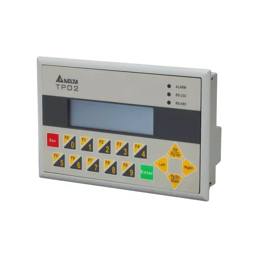 Delta HMI Display Panel with 2.8 inch (71.12 mm), 2 Line LCD Display and 160x32 pixels Resolution, TPO2G-AS1