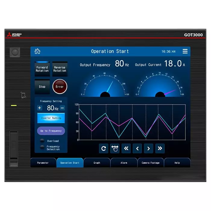 Mitsubishi Electric GOT3000 Series HMI Touch Panel GT37 Model with 12.1 inch (307.34 mm) Square Display, 16 Million Colors and 24 V DC Power Supply, GT3712-XRBD