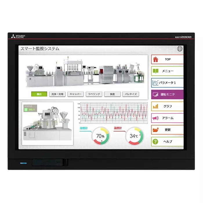 Mitsubishi Electric GOT2000 Series Graphic Touch Terminal GT25 Wide Model with 12.1 inch (307.34 mm) Display Size, 65536 Colors and 24 V DC Power Supply, GT2512-WXTBD