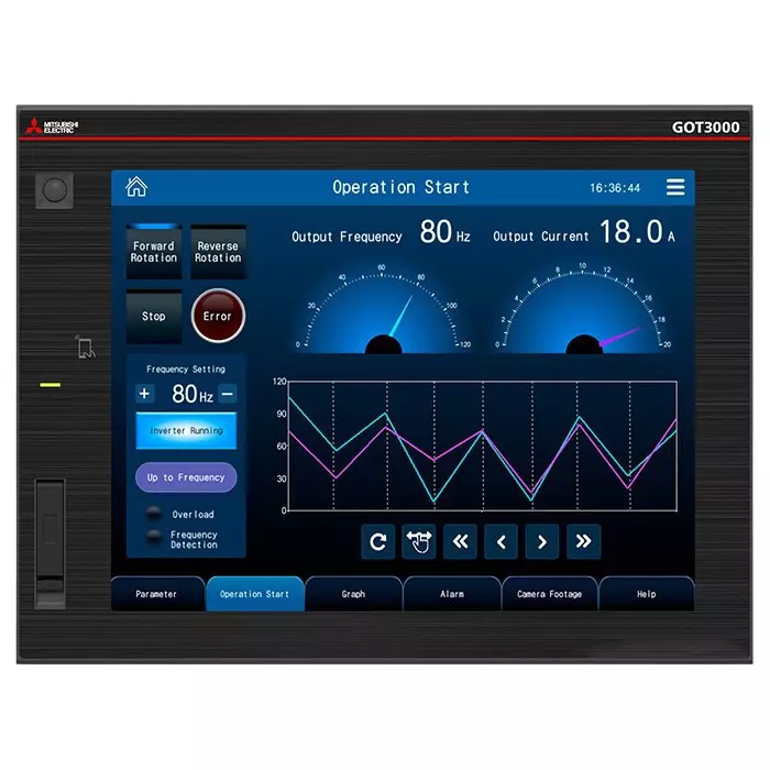 Mitsubishi Electric GOT3000 Series HMI Touch Panel GT37 Model with 12.1 inch (307.34 mm) Square Display, 16 Million Colors and 24 V DC Power Supply, GT3712-XRBA