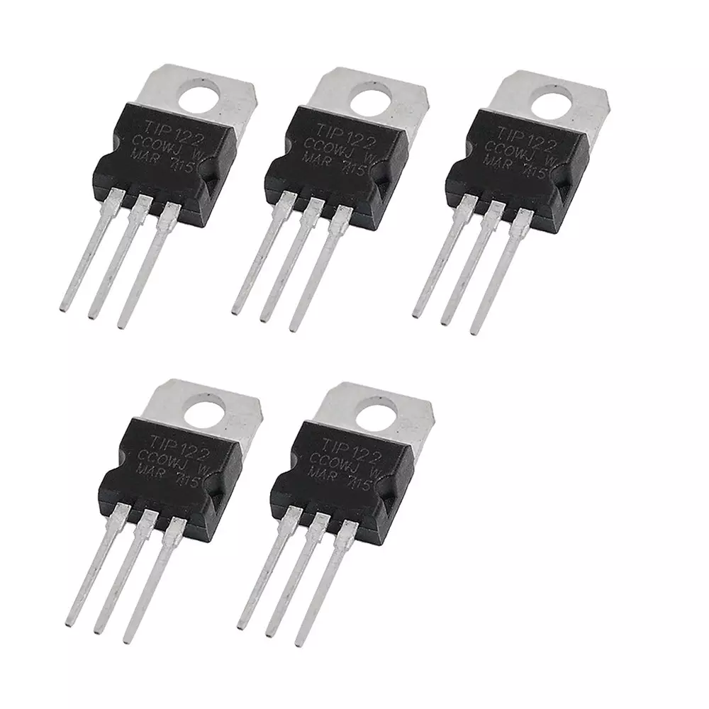 Invento Bipolar Single Transistor NPN 65 W Power Dissipation 5 A Continuous Collector Current 1000 hFE, TIP122 (Pack of 5 Pcs)