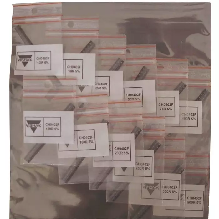 Vishay Surface Mount Thick Film Resistor Kit 30 mW Max Power 10 Ω to 500 Ω Resistance, CHKIT-02016