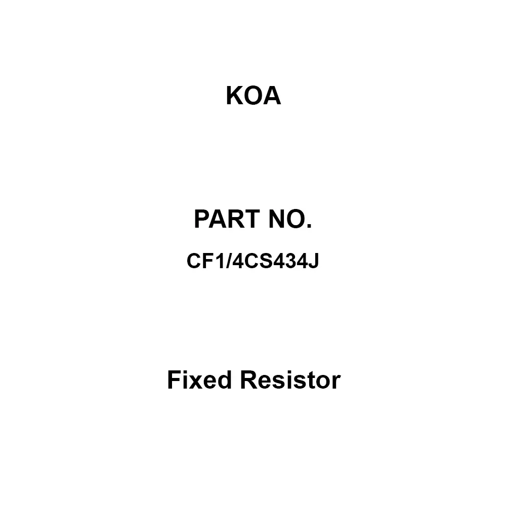 KOA Fixed Resistor 500 V Withstand Voltage 430 KΩ Nominal Resistance, CF1/4CS434J (Pack of 100)