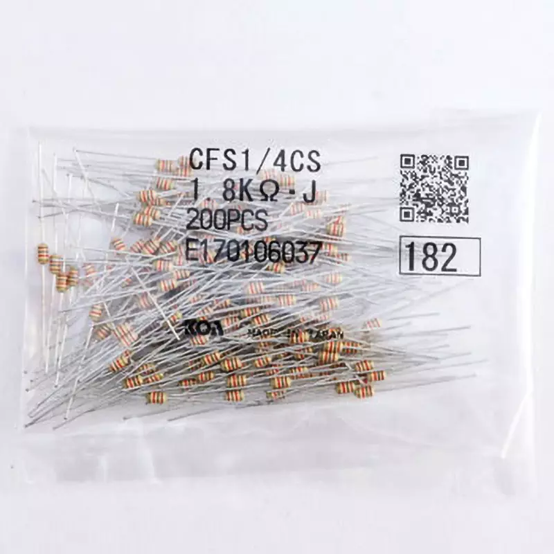 KOA Fixed Resistor 300 V Withstand Voltage 1.8 KΩ Nominal Resistance, CFS1/4CS182J (Pack of 200)