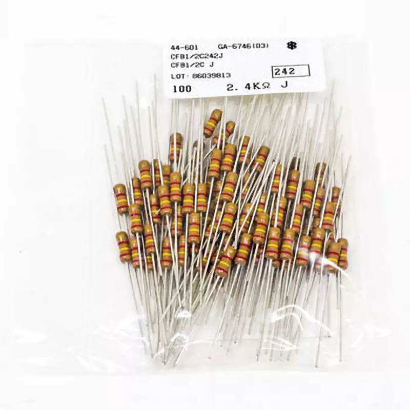 KOA Fixed Resistor 700 V Withstand Voltage 2.4 KΩ Nominal Resistance, CFB1/2C242J (Pack of 100)