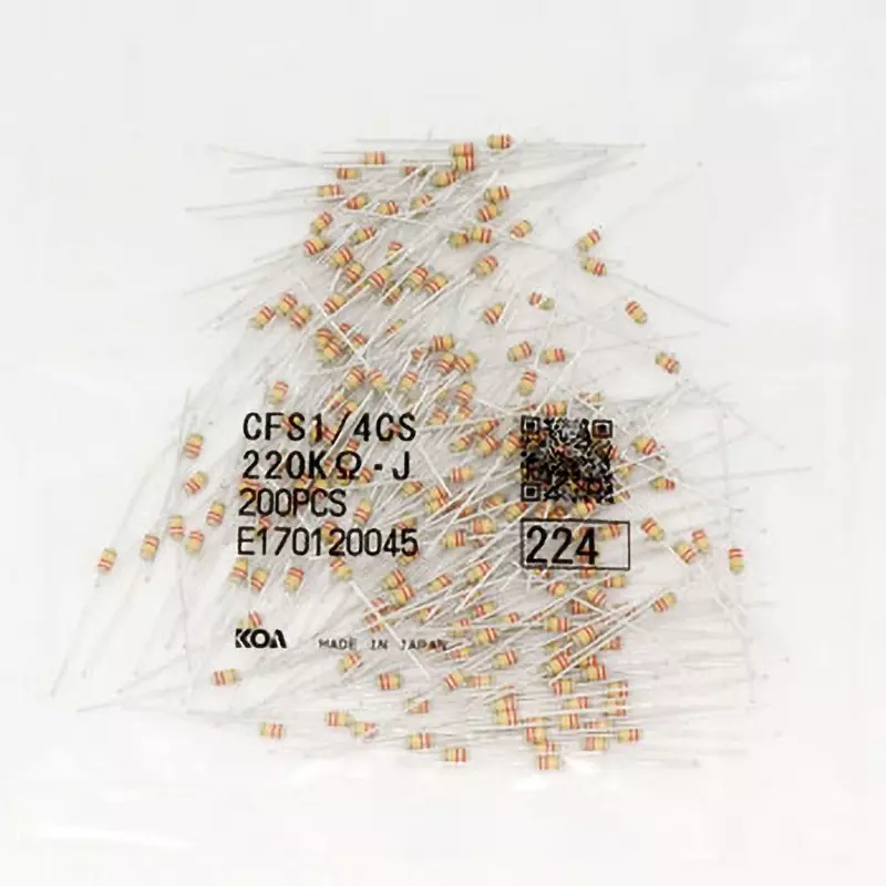 KOA Fixed Resistor 300 V Withstand Voltage 220 KΩ Nominal Resistance, CFS1/4CS224J (Pack of 200)