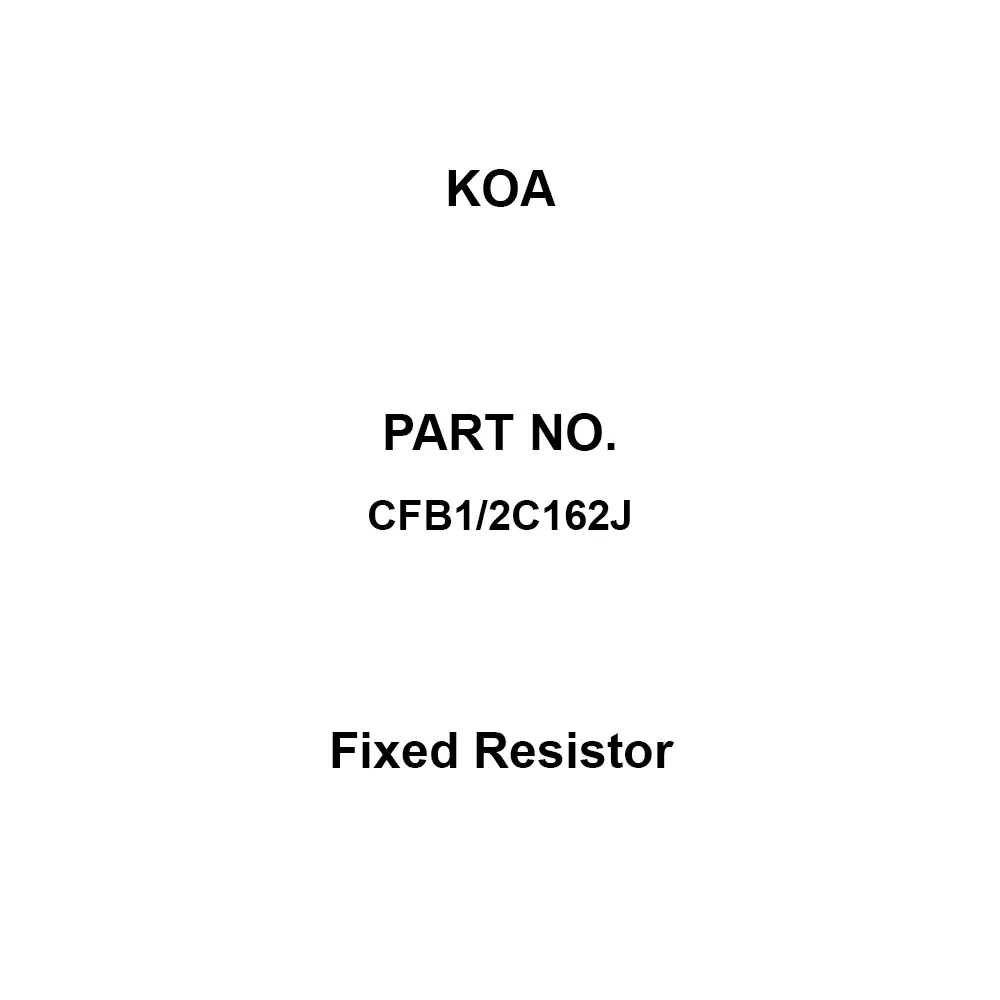 KOA Fixed Resistor 700 V Withstand Voltage 1.6 KΩ Nominal Resistance, CFB1/2C162J (Pack of 100)