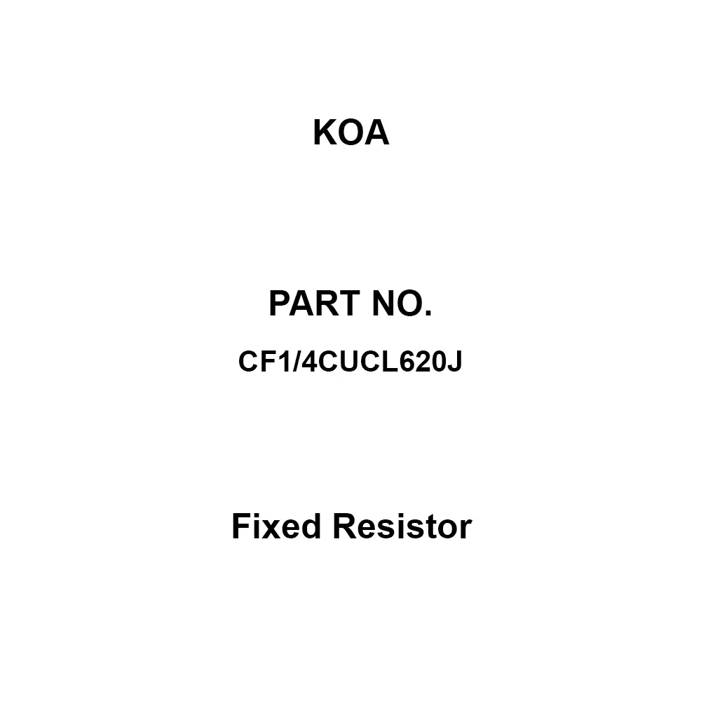 KOA Fixed Resistor 500 V Withstand Voltage 62 Ω Nominal Resistance, CF1/4CUCL620J (Pack of 100)