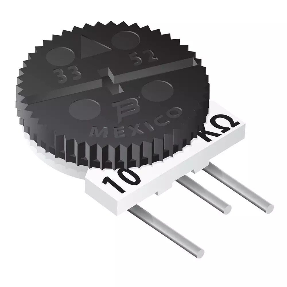 Bourns Single Turn Trimmer Resistor PC Pin Termination 2 kOhms Resistance, 652-3352H-1-202LF