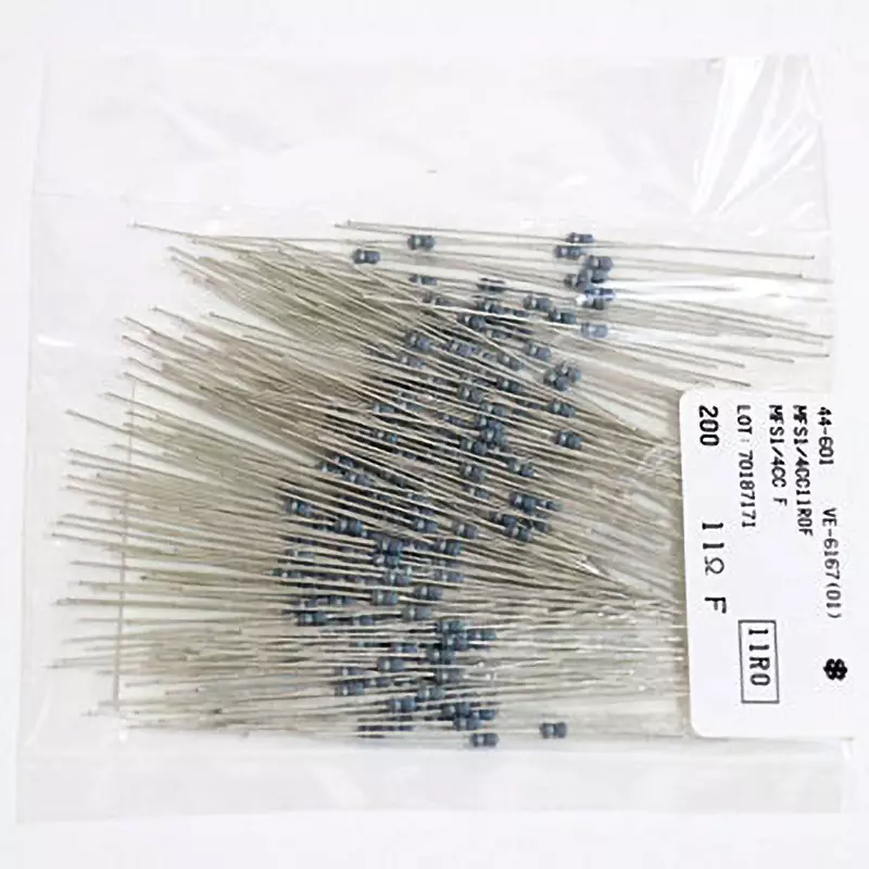 KOA Fixed Resistor 300 V Withstand Voltage 11 Ω Nominal Resistance, MFS1/4CC11R0F (Pack of 200)