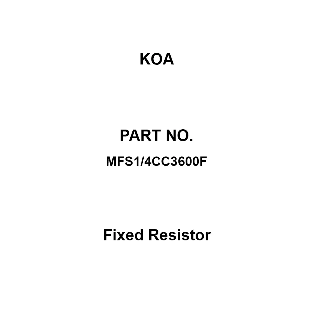 KOA Fixed Resistor 300 V Withstand Voltage 360 Ω Nominal Resistance, MFS1/4CC3600F (Pack of 200)