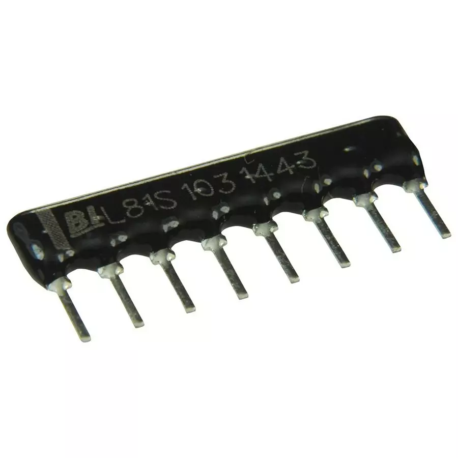TT ELECTRONICS / BI TECHNOLOGIES RESISTOR, BUSSED RESISTOR NETWORK, 7, 10KOHM, 2%, SIP, L081S103LF