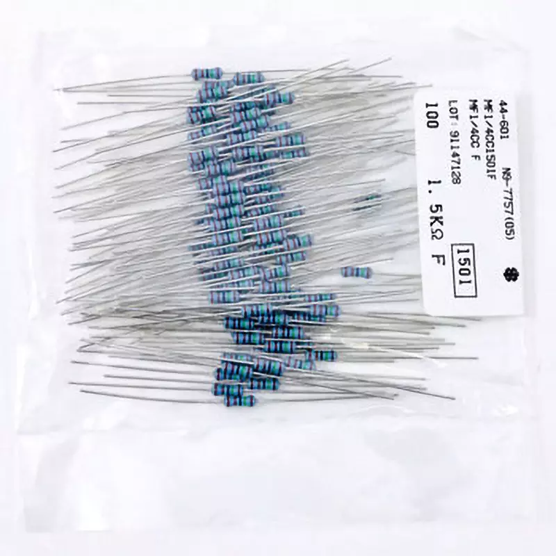 KOA Fixed Resistor 500 V Withstand Voltage 1.5 KΩ Nominal Resistance, MF1/4CC1501F (Pack of 100)