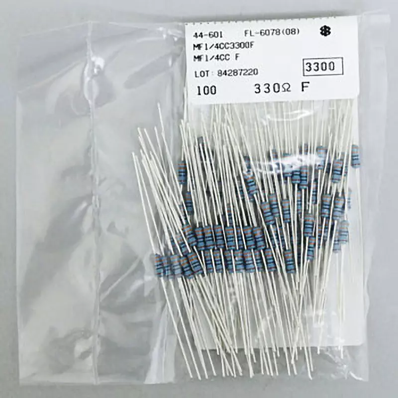 KOA Fixed Resistor 500 V Withstand Voltage 330 Ω Nominal Resistance, MF1/4CC3300F (Pack of 100)