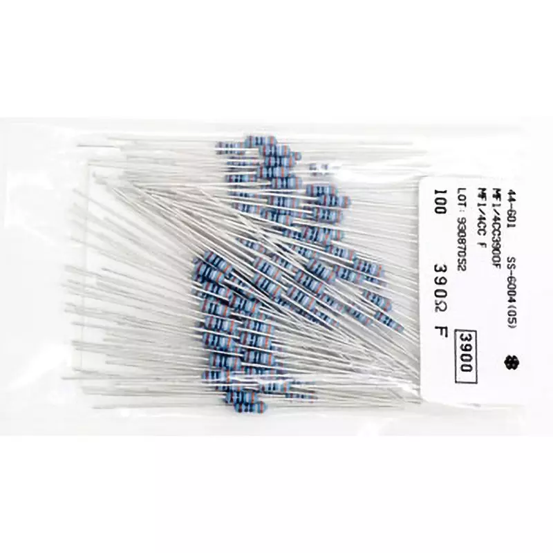 KOA Fixed Resistor 500 V Withstand Voltage 390 Ω Nominal Resistance, MF1/4CC3900F (Pack of 100)