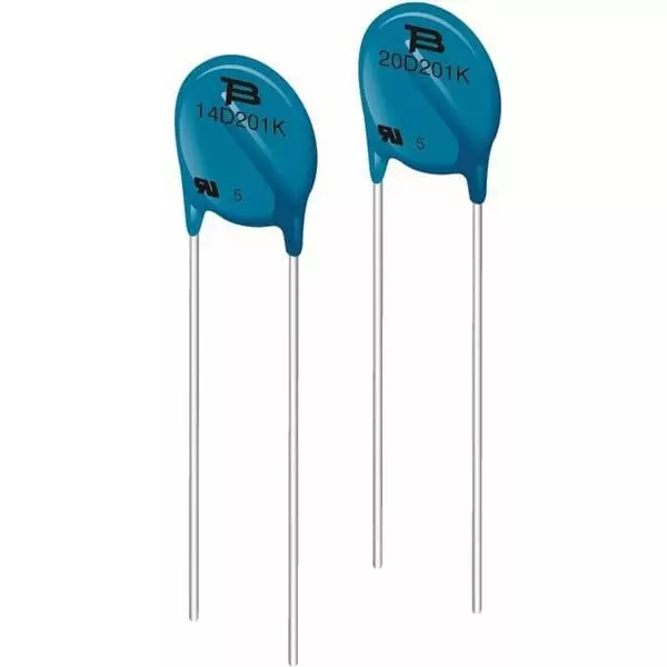 Bourns MOV-14DxxxK Series Metal-Oxide Varistor PCB Mount 1 kA Peak Surge Current 40 VAC & 68 VDC, MOV-14D680K