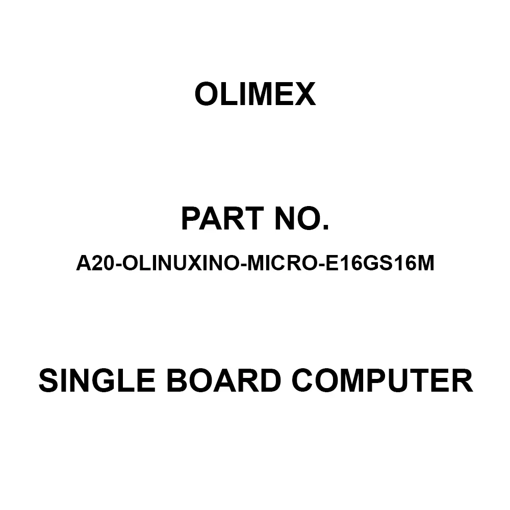 Olimex Single Board Computer 0°C to +70°C, A20-OLinuXino-MICRO-e16Gs16M