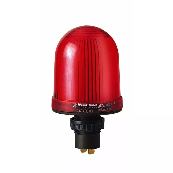 Werma Beacon 216 Series Red Continuous lighting 48 V Built-in Mounting Filament Bulb, 216.100.00