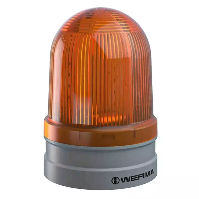 Werma Beacon EvoSIGNAL maxi Series Yellow EVS Flashing 115-230 V AC Base Mount LED Bulb IP66, 262.320.60