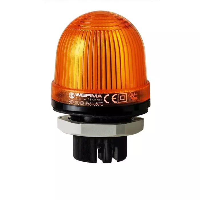 Werma Beacon EM 801 Series Yellow Steady 24 V AC/DC Panel Mount LED Bulb IP65, 801.300.75