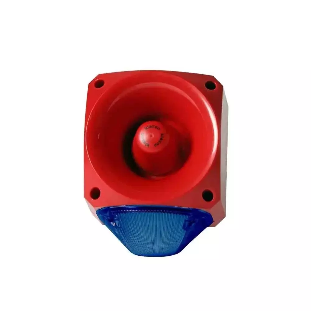 Klaxon PNC Series Blue Sounder Beacon, 110 - 230 V AC, IP66, Side Mount, 116dB at 1 Metre, PNC-0051