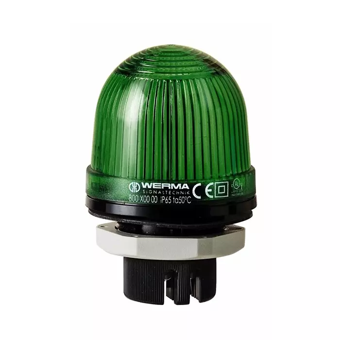 Werma Beacon 801 Series Green Continuous lighting 115 V Built-in Mounting LED Bulb, 801.200.67