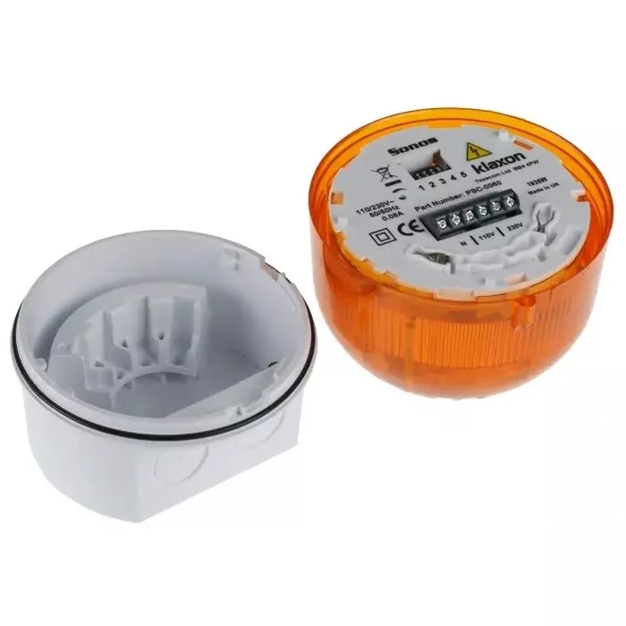 Klaxon Sounder Beacon, 110 - 230 V AC, IP65, Base Mount, 102dB at 1 Metre, PSC-0060