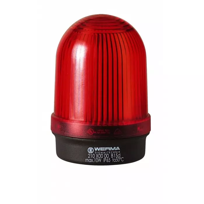Werma Beacon 210 Series Red Continuous lighting 12-230 V Base Mount BA 15d Bulb IP65, 210.100.00