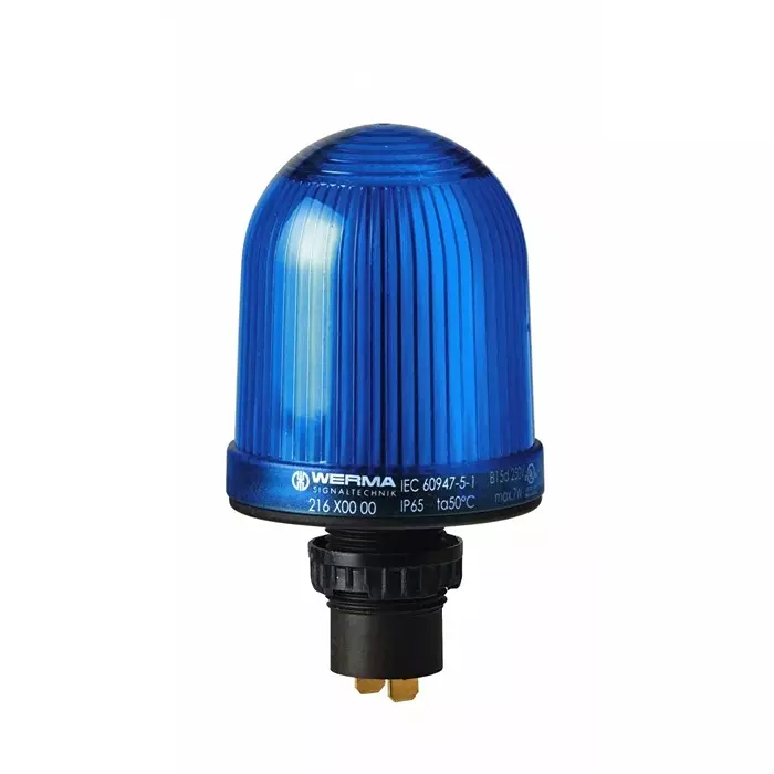 Werma Beacon 216 Series Blue Continuous lighting 48 V Built-in Mounting Filament Bulb, 216.500.00