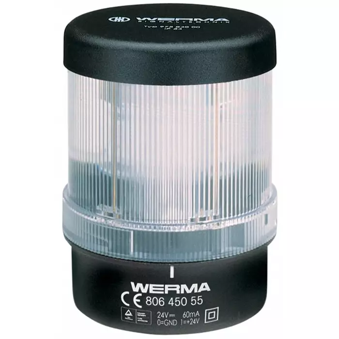 Werma Beacon 806 Series Clear Continuous lighting 24 V Base Mount/ Wall Mount LED Bulb, 806.450.55