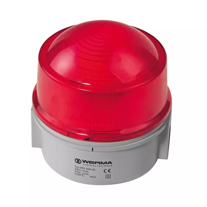 Werma Beacon 897 Series Red Flashing 230 V Base Mount/ Wall Mount Xenon Bulb, 897.100.68