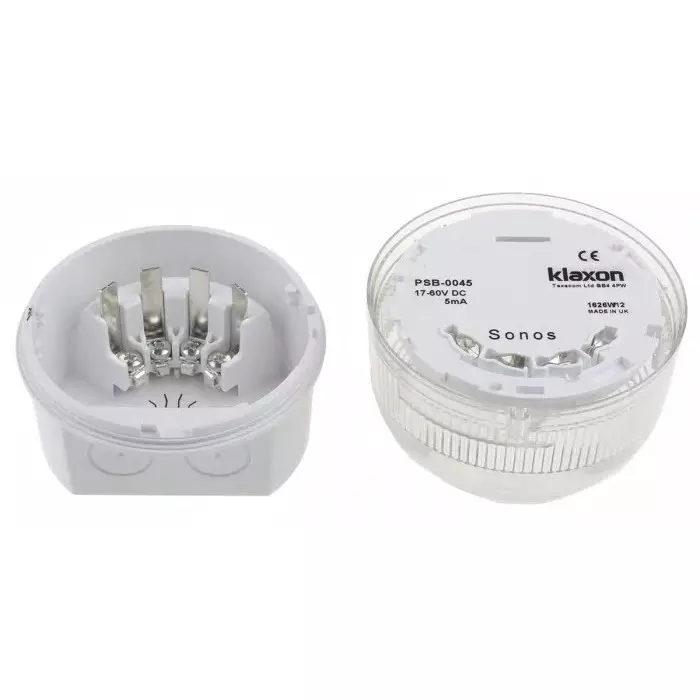 Klaxon Clear Beacon, 17 - 60 V DC, Base Mount, LED Bulb, IP65, PSB-0045