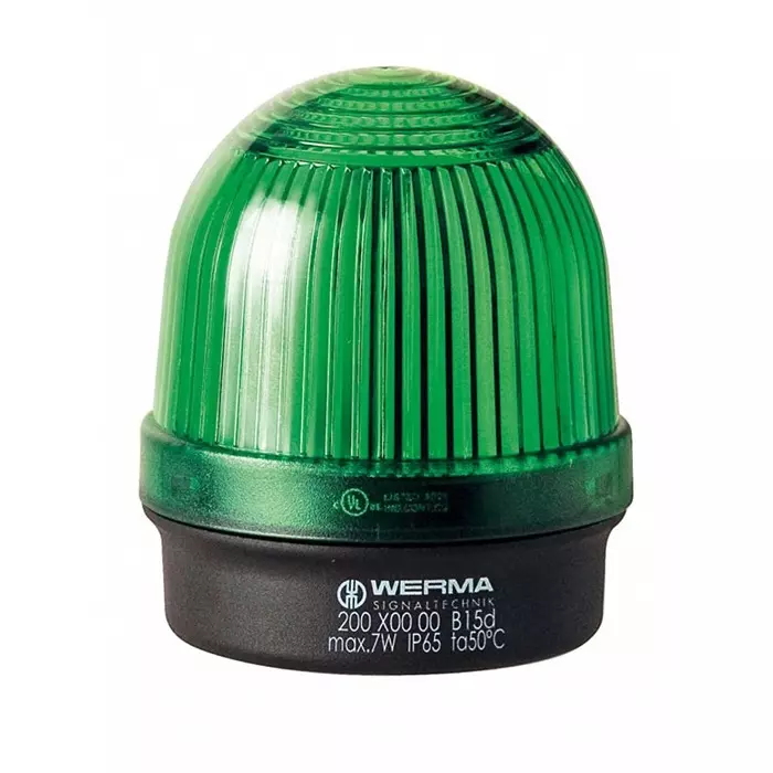 Werma Beacon 200 Series Green Continuous lighting 12-230 V Base Mount Filament Bulb IP65, 200.200.00