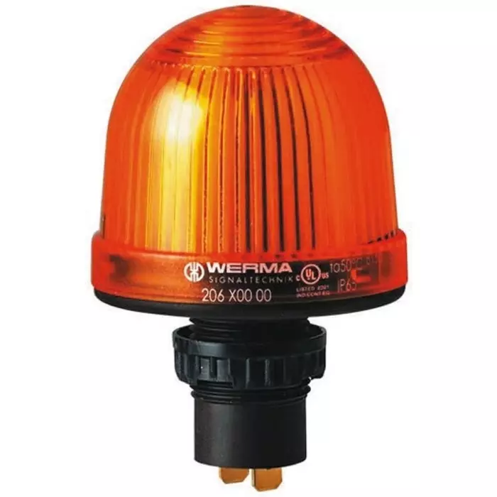 Werma Beacon EM 208 Series Yellow Flashing 24 V DC Panel Mount Xenon Bulb, 208.300.55
