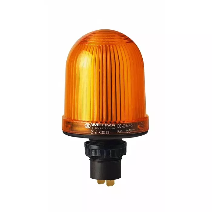 Werma Beacon 216 Series Yellow Continuous lighting 48 V Built-in Mounting Filament Bulb, 216.300.00