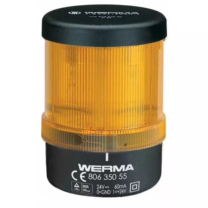 Werma Beacon 806 Series Yellow Continuous lighting 230 V Base Mount/ Wall Mount LED Bulb, 806.350.55