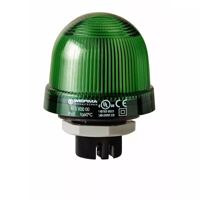 Werma Beacon 816 Series Green Continuous lighting 24 V Built-in Mounting LED Bulb, 816.200.55
