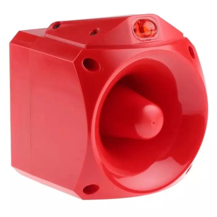 Klaxon Nexus Pulse Series Red Sounder Beacon, 17 - 60 V DC, IP66, Base Mount, 105dB at 1 Metre, END-6001