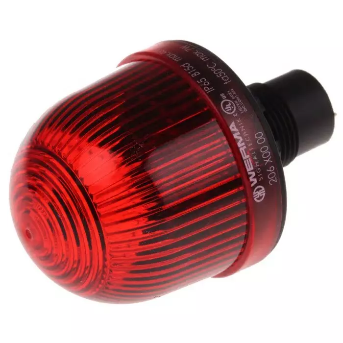 Werma Beacon EM 206 Series Red Steady 12-48 V AC/DC Panel Mount Incandescent LED Bulb IP65, 206.100.00