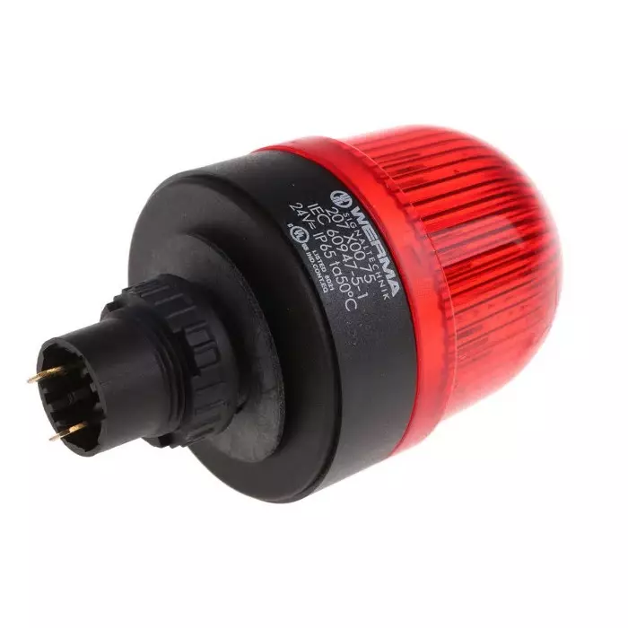 Werma Beacon EM 207 Series Red Steady 24 V AC/DC Panel Mount LED Bulb IP65, 207.100.75