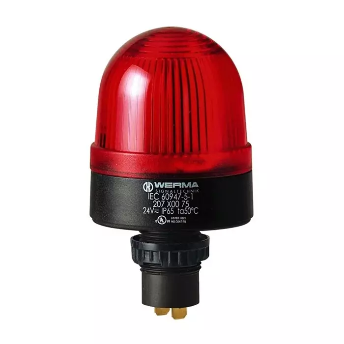 Werma Beacon EM 207 Series Red Steady 24 V AC/DC Panel Mount LED Bulb IP65, 207.100.75