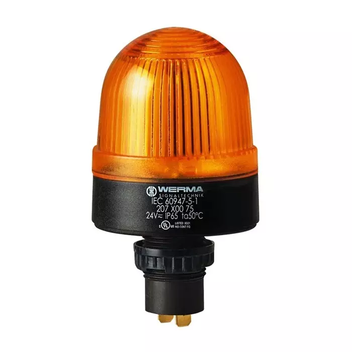 Werma Beacon EM 207 Series Yellow Steady 24 V AC/DC Built-in Mounting LED Bulb IP65, 207.300.75