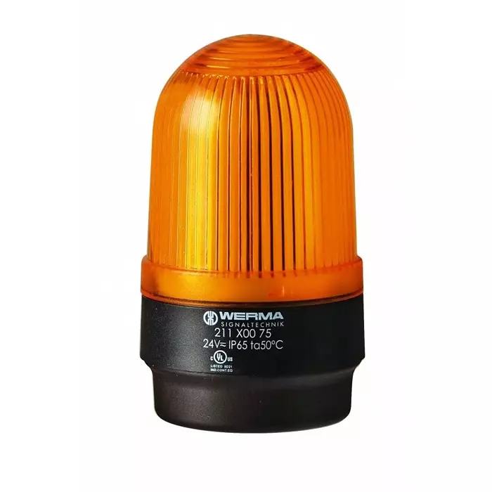 Werma Beacon 211 Series Yellow Continuous lighting 24 V Base Mount LED Bulb IP65, 211.300.75