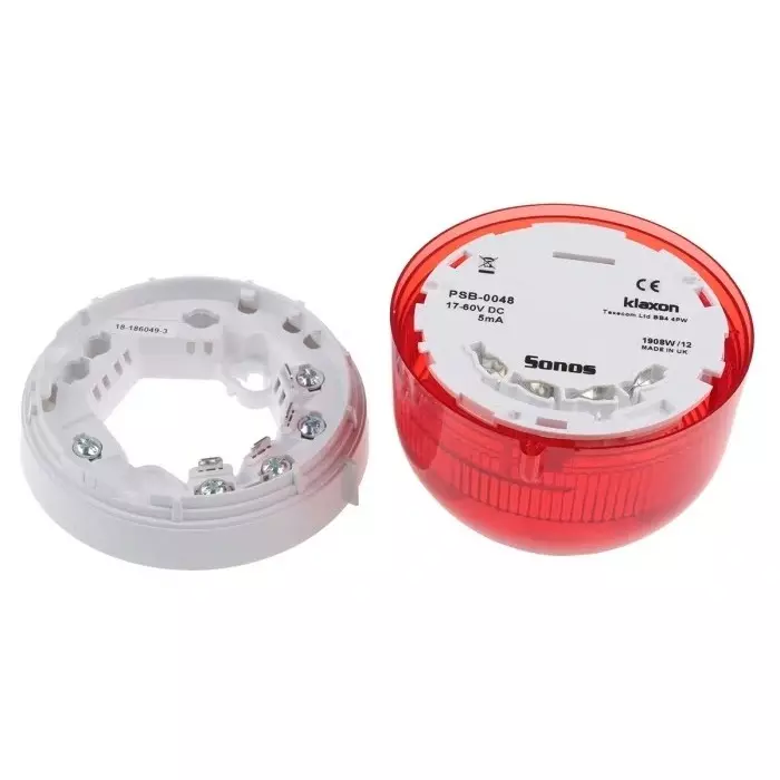 Klaxon Red Beacon, 17 - 60 V DC, Base Mount, LED Bulb, IP21, PSB-0048