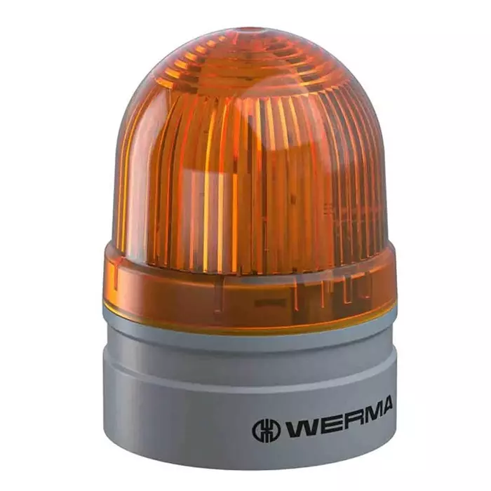 Werma Beacon EvoSIGNAL Mini Series Yellow Multiple Effect 115-230 V AC Base Mount LED Bulb IP66, 260.310.60