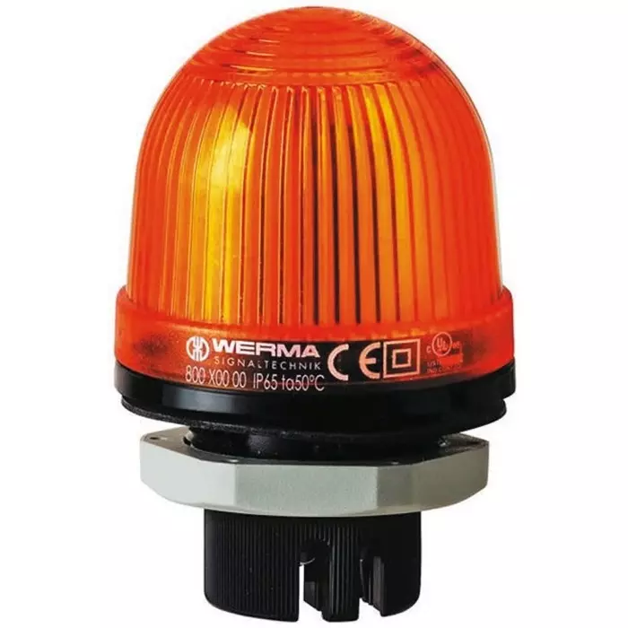 Werma Beacon EM 801 Series Yellow Steady 230 V AC Panel Mount LED Bulb, 801.300.68