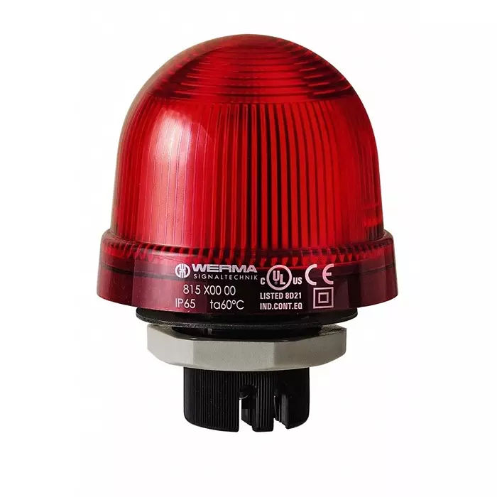 Werma Beacon 816 Series Red Continuous lighting 24 V Built-in Mounting LED Bulb IP65, 816.100.55