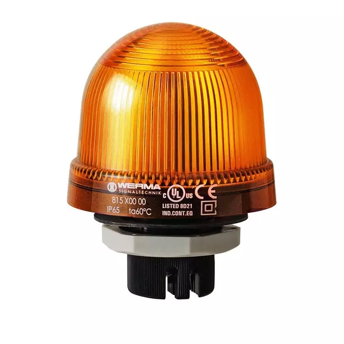 Werma Beacon 816 Series Yellow Continuous lighting 24 V Built-in Mounting LED Bulb, 816.300.55
